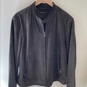 John Varvatos Star USA Men’s Suede Jacket, Charcoal Grey, Medium